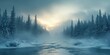 © Nice Seven - Raging Blizzards Passing Through a Boreal Forest with Low Visibility at Dawn, Emphasizing the Beauty of Winter Wilderness and Nature's Elements