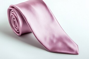 Wall Mural - A detailed shot of a pink tie against a white background, suitable for use in fashion or product design