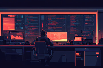 Vector illustration of a software developer coding with a modern and sleek design