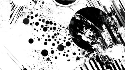 Aufkleber - A powerful and dynamic abstract composition featuring an explosive splatter of monochrome paint against a minimal geometric background  The image captures a sense of motion energy and experimentation