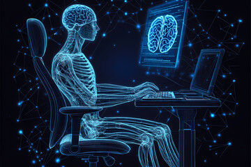 Vector illustration of a software developer coding on a computer