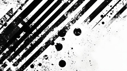 Fototapete - A striking abstract monochrome background featuring an energetic splatter paint texture with dramatic diagonal stripe pattern  This contemporary minimalist design creates a bold