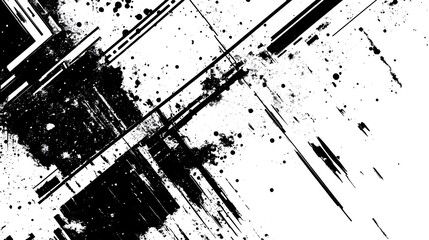 Aufkleber - A striking and dynamic abstract composition featuring bold monochrome geometric shapes explosive textural elements
