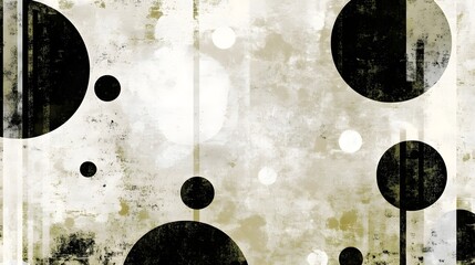 Fototapete - A striking black and white abstract background featuring a minimalist composition of intersecting circles spheres and geometric patterns  The clean monochrome design creates a simple
