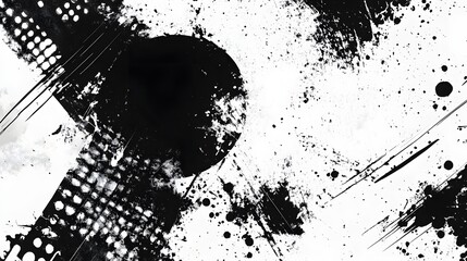 Leinwandbilder - A striking monochromatic abstract art composition featuring dramatic ink splatter blots and strokes  The dynamic textured design creates a powerful moody