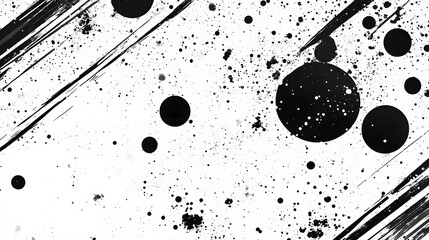 Aufkleber - A striking monochrome abstract painting featuring a dynamic and fluid splash of ink with bold geometric patterns creating a captivating and visually stunning artwork that evokes a sense of energy