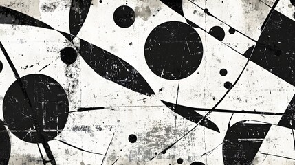 Fototapete - Abstract background with a dynamic composition of contrasting black and white geometric shapes lines and patterns  Minimalist modern and contemporary digital