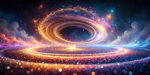 Poster - Cosmic Dust and Glowing Nebulae Create an Ethereal Vortex in the Vast Expanse of Space