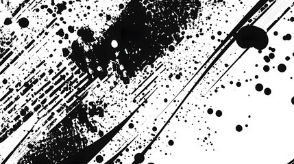 Aufkleber - Abstract black and white grunge textured background with dynamic splatter brush strokes paint splatters and chaotic graphic design elements  Modern minimalist surface with a sense of power energy