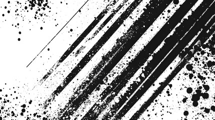 Leinwandbilder - Abstract monochrome background with dynamic diagonal stripes splattered paint and textural elements  Striking black and white visual design with a contemporary minimalist and bold aesthetic