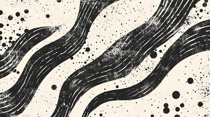 Fototapete - Abstract monochrome background with dynamic fluid wave like patterns and chaotic lines in motion creating a captivating visual design for a backdrop