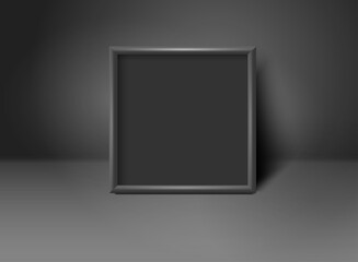 Wall Mural - square blank black frame in black interior
