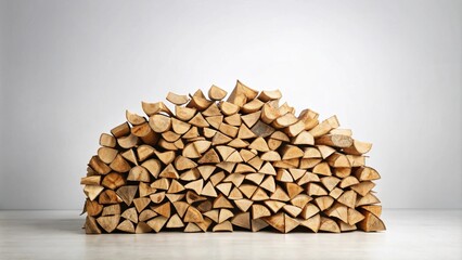 Aufkleber - A neatly stacked pile of firewood against a plain backdrop, ready to fuel a cozy fire