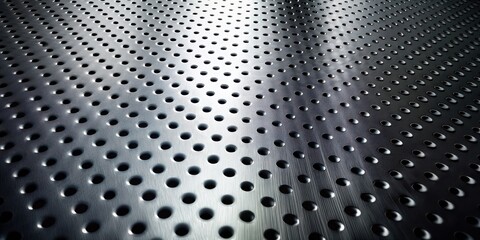 Aufkleber - A metallic surface with a repeating pattern of circular holes, showcasing a textured and industrial aesthetic.