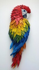 Poster - Colorful Scarlet Macaw Bird Paper Art Creation