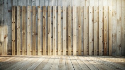 Aufkleber - A Minimalist Wooden Room with a Vertical Panel Wall and a Sunlit Floor