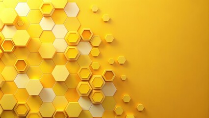 Poster - Abstract Background with a Hexagonal Pattern of Yellow and White Geometric Shapes