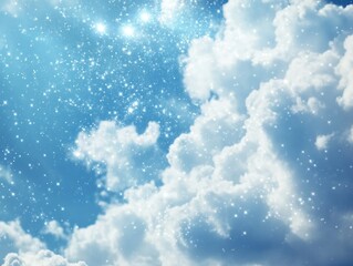 Wall Mural - Cloudy night sky with stars
