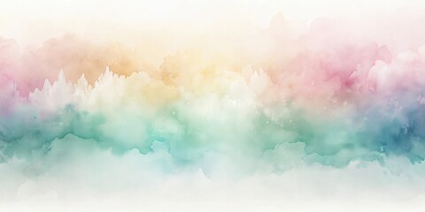 Aufkleber - A Soft and Dreamy Watercolor Landscape of Pale Pink, Yellow, and Green Tones