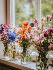 Canvas Print - Window Vases with Flowers