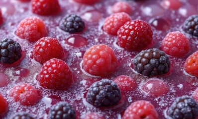 Wall Mural - Close-up of vibrant mixed berries