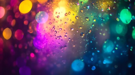 Aufkleber - Mesmerizing Sparkle and Glow in Vibrant Gradient of Ethereal Lights and Crystals  Dazzling abstract background with shimmering iridescent droplets twinkling particles