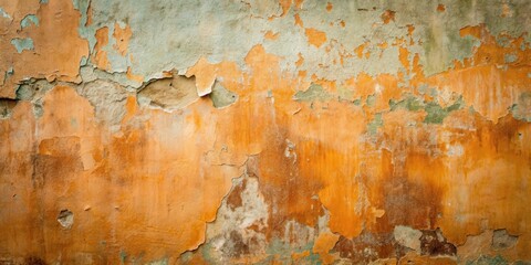 Aufkleber - A textured wall surface with peeling paint and exposed plaster reveals the passage of time and the beauty of decay.