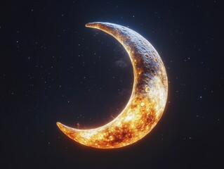 Wall Mural - a glowing, fiery moon is depicted in the center of a dark sky. concept of mystery and wonder, as the