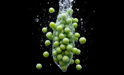 Wall Mural - Fresh green grapes splashing in water