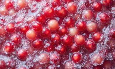 Wall Mural - Fresh red cranberries with sugar glaze