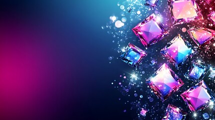 Wall Mural - sparkling gemstones falling against a vivid background