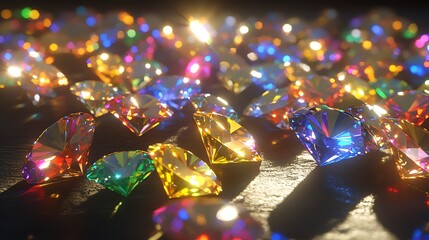 Wall Mural - sparkling colorful gems gleaming brightly