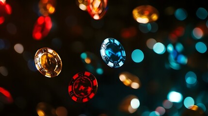 Fototapete - Sparkling colorful and mesmerizing bokeh balls with vivid reflections and lights against a dark background  The image exudes a festive magical and enchanting atmosphere