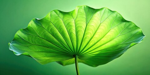 Aufkleber - A Single Green Leaf with Intricate Veins, Illuminated by a Soft Light, Creating a Stunning Visual Display of Nature's Delicate Beauty