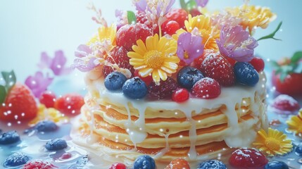 Wall Mural - Berries and Blueberries Cake