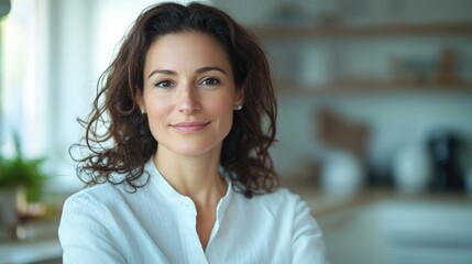 Poster - Woman in White Shirt Standing in Kitchen