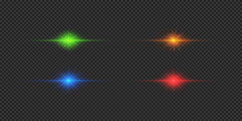 Wall Mural - set of multicolor horizontal light effects of lens flares