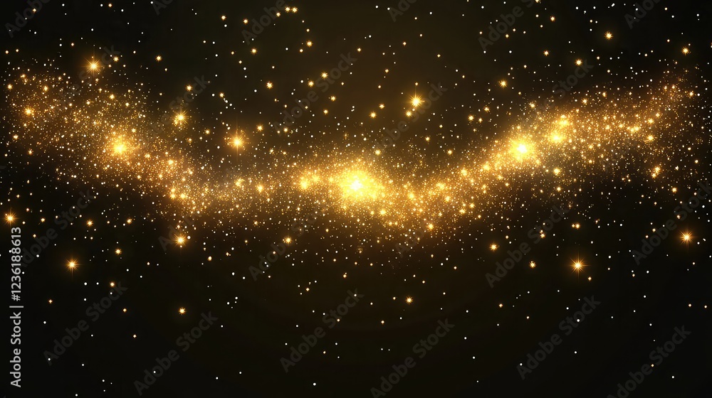 Glowing light effect with many glitter particles isolated on ...