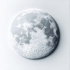 Wall Mural - Full moon, space, white background, lunar surface, astronomy, design element