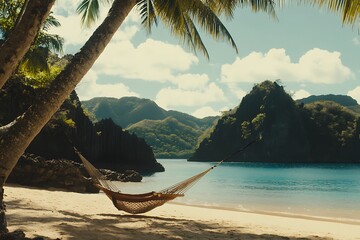 Wall Mural - Tropical Beach Paradise with Hammock