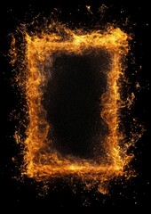 Wall Mural - Fiery frame, dark background, design element (1)