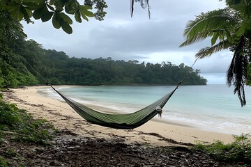 Wall Mural - Serene Beach Hammock Scene: Tropical Paradise