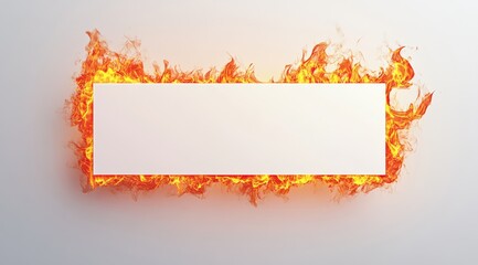 Wall Mural - Fiery banner, blank, flames, white background, design