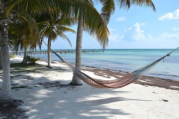 Wall Mural - Tropical Beach Paradise with Hammock