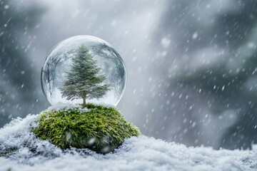 Wall Mural - Snow Globe on Snowy Ground