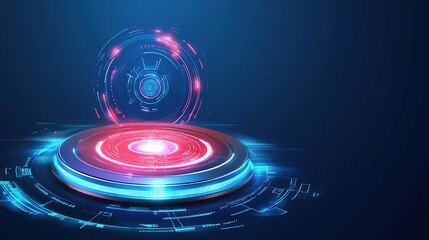 Futuristic platform glowing, digital background