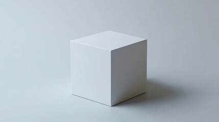 Aufkleber - A single, clean, white cube on a light grey background.
