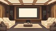 © Dara - A modern basement with a home theater setup, featuring a large flat-screen TV, surround sound, and luxurious seating.