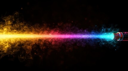 Wall Mural - a sci-fi energy beam being projected from a futuristic weapon, creating a vibrant, colored light str