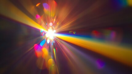Leinwandbilder - Dazzling burst of colorful energy explosion with radiant light beams and mesmerizing prismatic flares  Captivating abstract motion background with dynamic glowing and iridescent visual effects